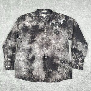 Vintage‎ Y2K Eighty Eight Long Sleeve Shirt Size XL Gray Button Up Grunge Goth